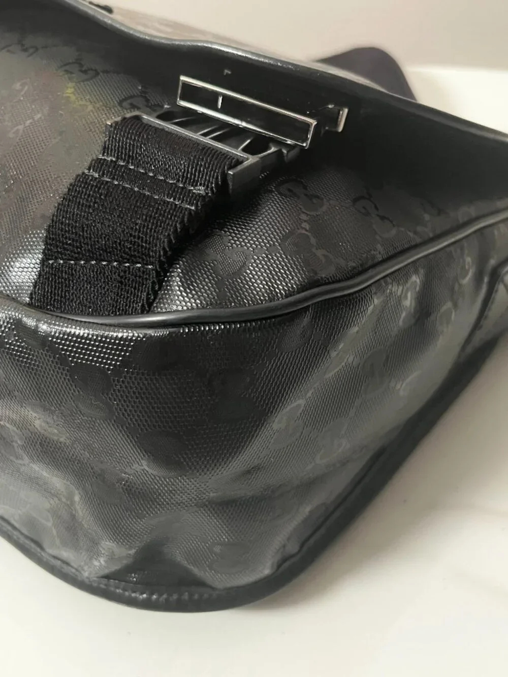 Gucci GG Imprime Monogram Double Buckle Flap Messenger Bag